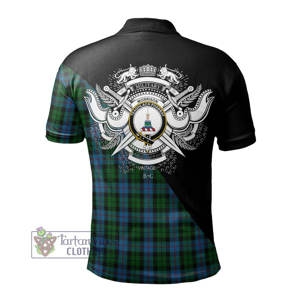 Morrison Society Tartan Polo Shirt with Family Crest and Military Logo Style - Tartanvibesclothing Shop