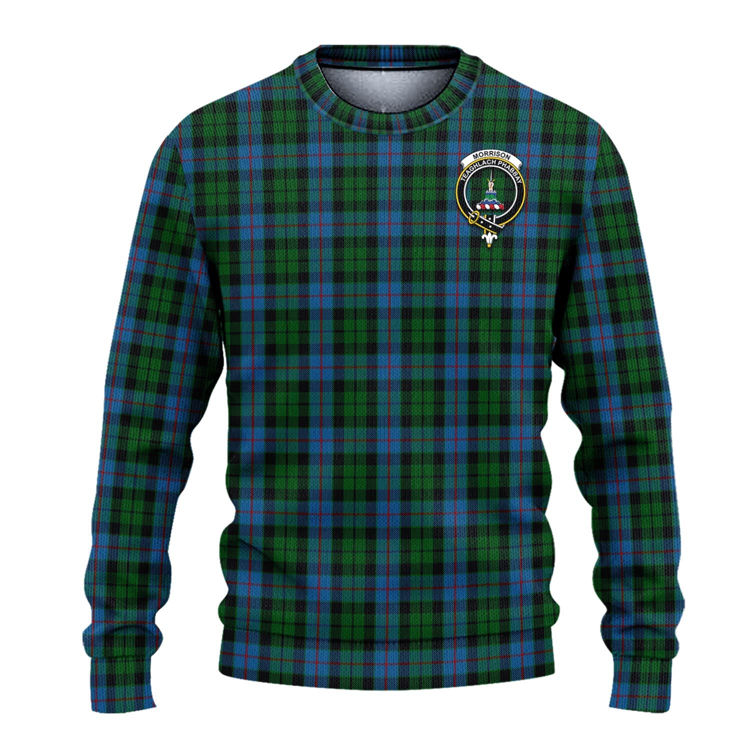 Morrison Society Tartan Knitted Sweater with Family Crest - Tartanvibesclothing