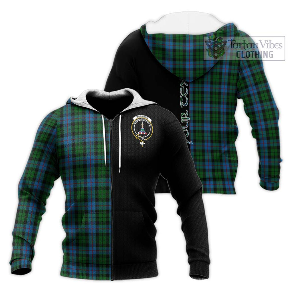 Morrison Society Tartan Knitted Hoodie with Family Crest and Half Of Me Style Unisex Knitted Zip Hoodie - Tartanvibesclothing Shop