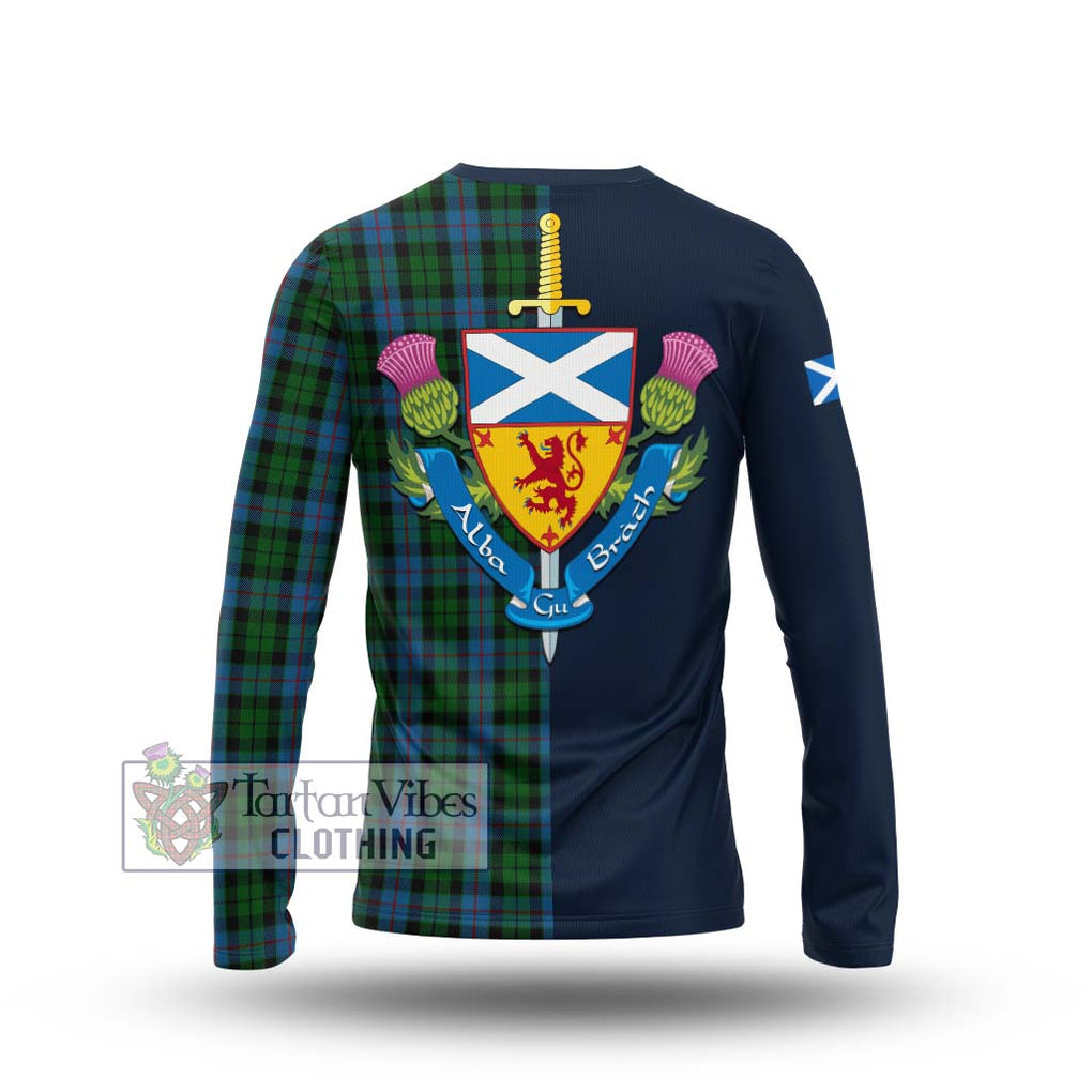 Tartan Vibes Clothing Morrison Society Tartan Long Sleeve T-Shirt with Scottish Lion Royal Arm Half Style