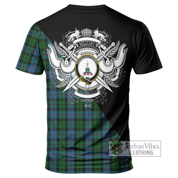 Morrison Society Tartan T-Shirt with Family Crest and Military Logo Style