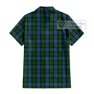 Morrison Society Tartan Short Sleeve Button Shirt with Family Crest DNA In Me Style