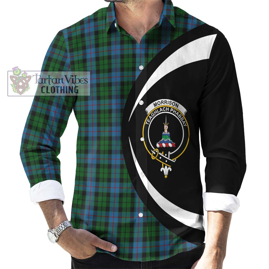 Morrison Society Tartan Long Sleeve Button Up with Family Crest Circle Style - Tartan Vibes Clothing