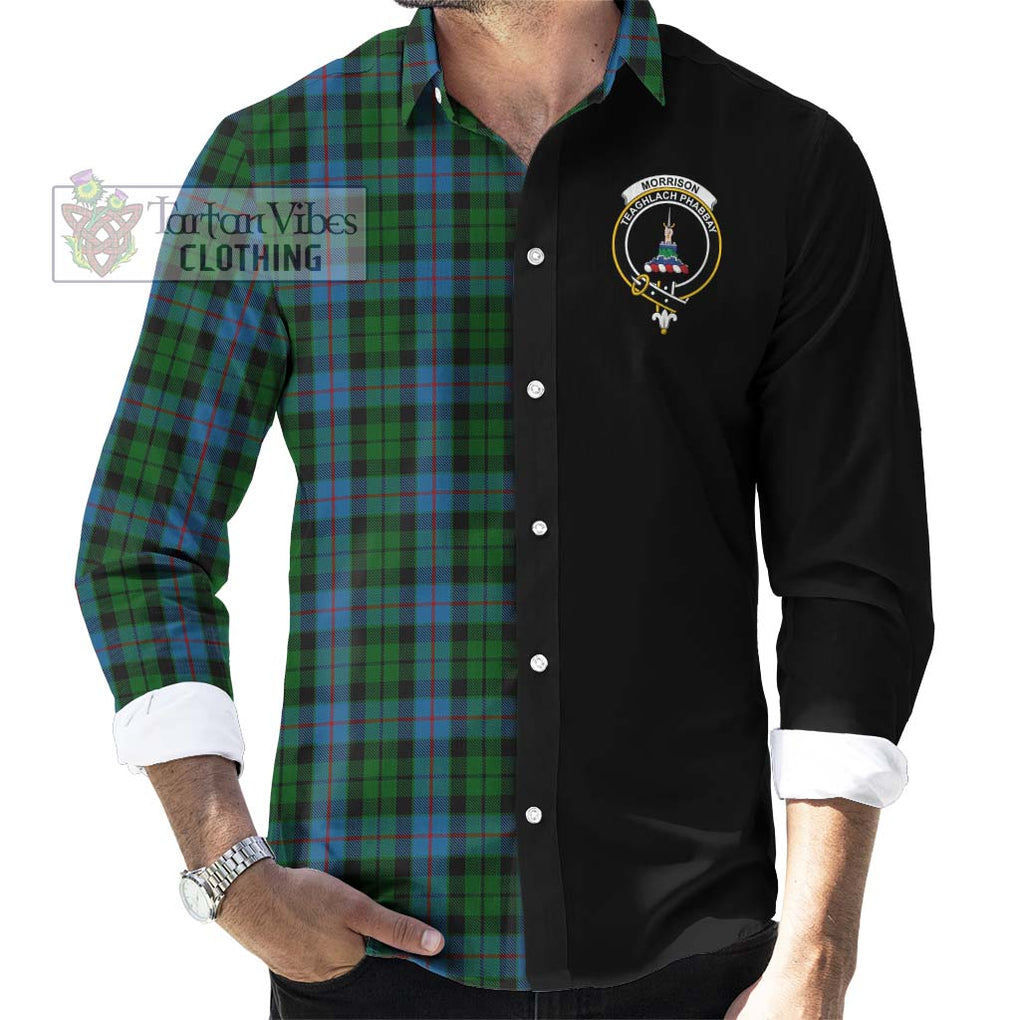 Morrison Society Tartan Long Sleeve Button Shirt with Family Crest and Half Of Me Style - Tartanvibesclothing Shop