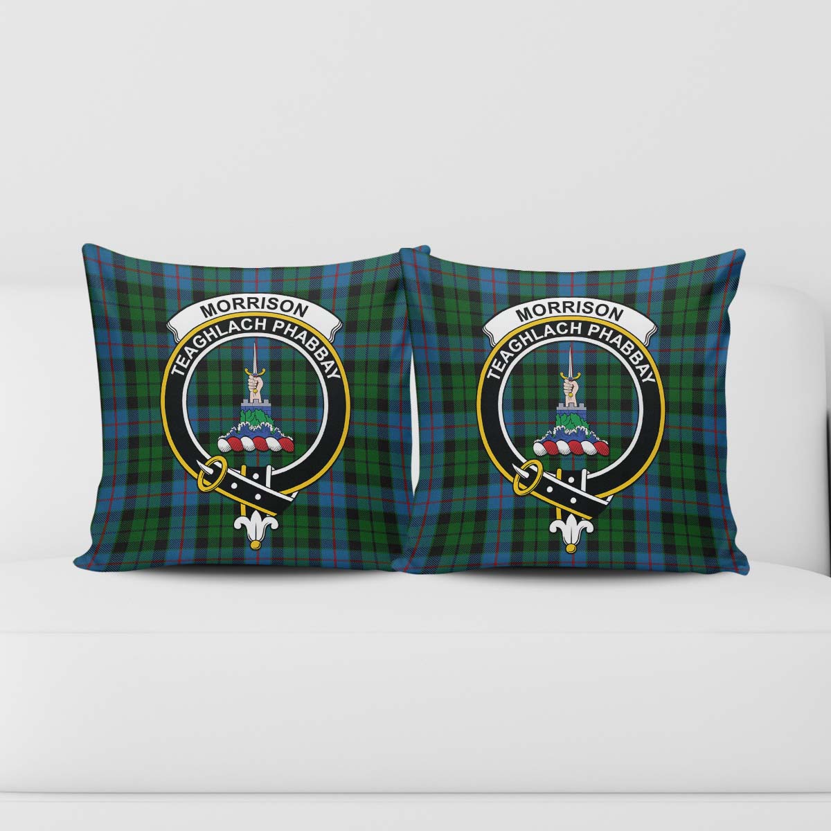 Morrison Society Tartan Pillow Cover with Family Crest - Tartanvibesclothing