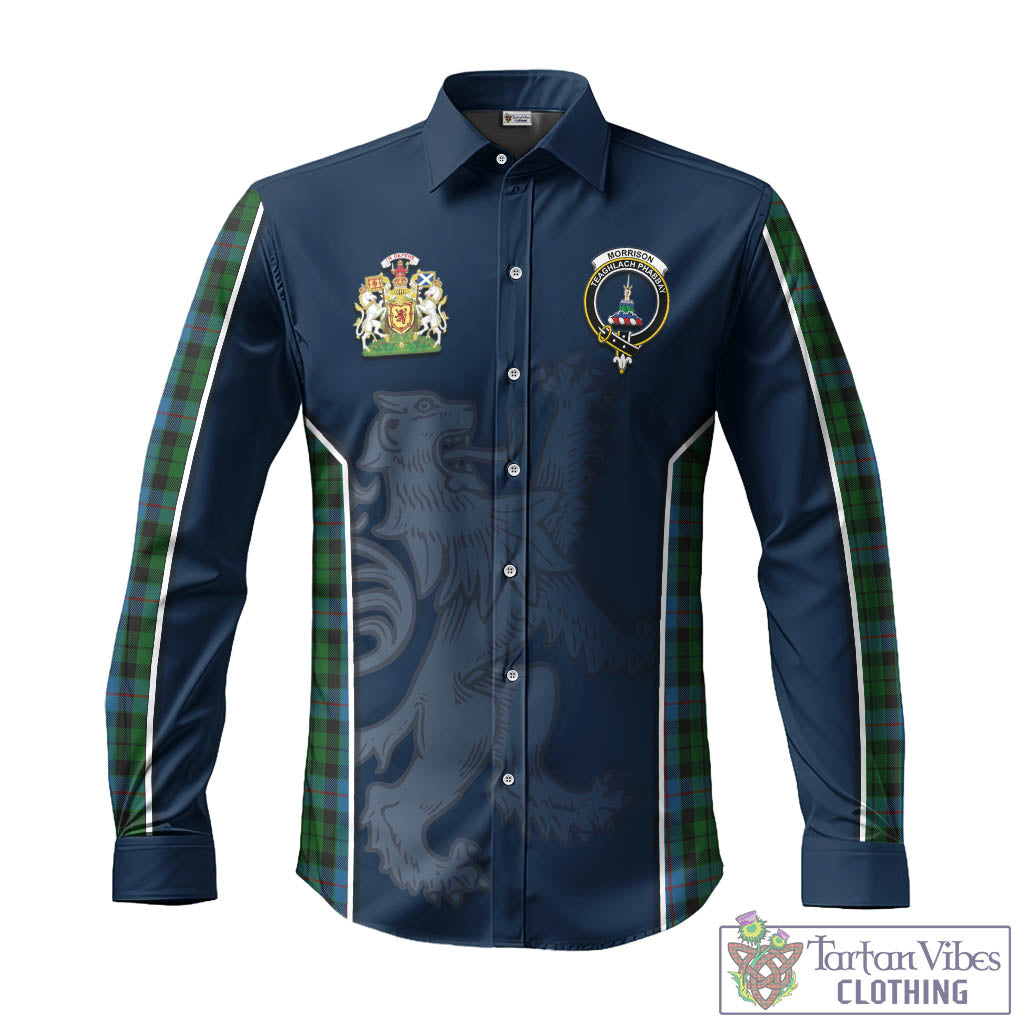 Tartan Vibes Clothing Morrison Society Tartan Long Sleeve Button Up Shirt with Family Crest and Lion Rampant Vibes Sport Style