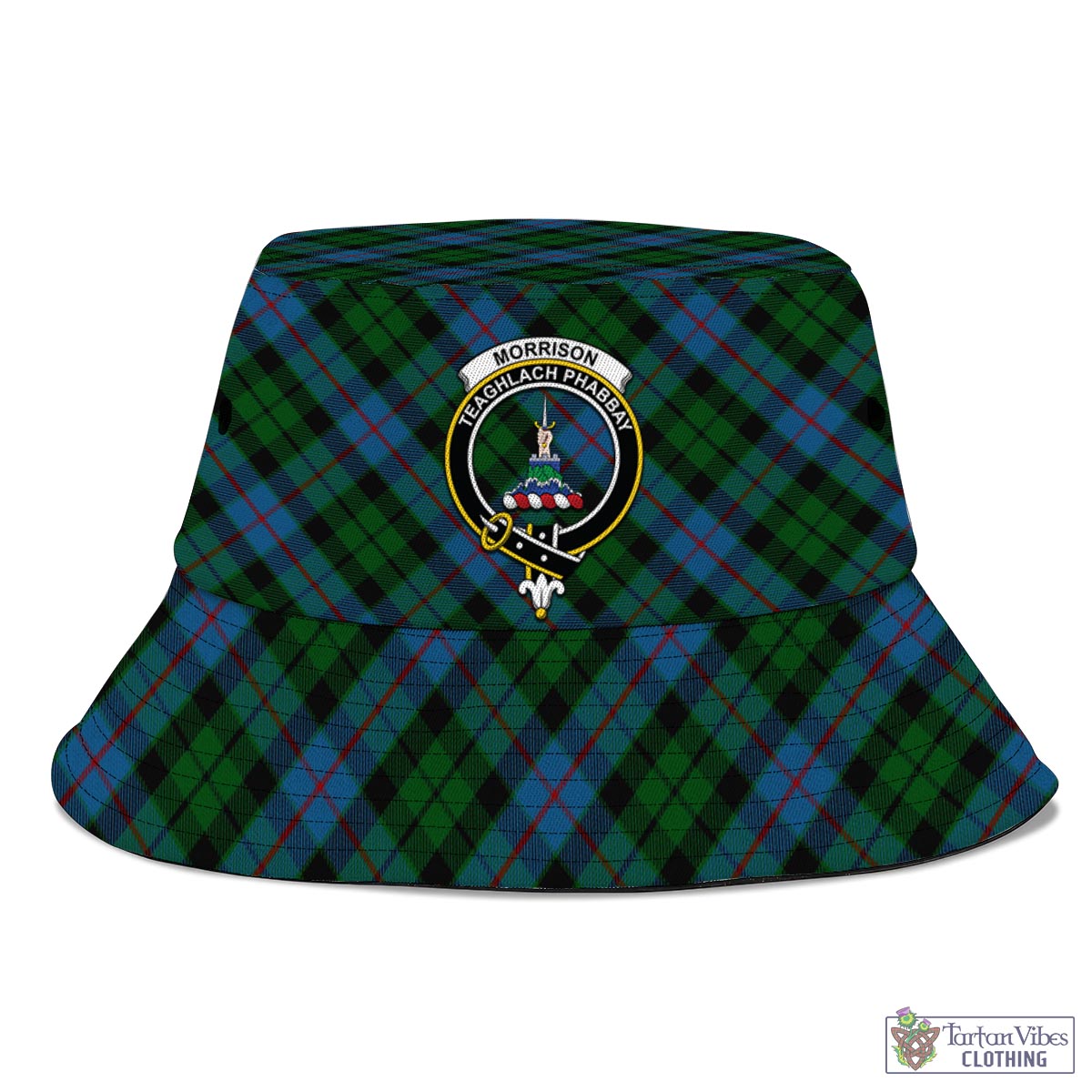 Tartan Vibes Clothing Morrison Society Tartan Bucket Hat with Family Crest