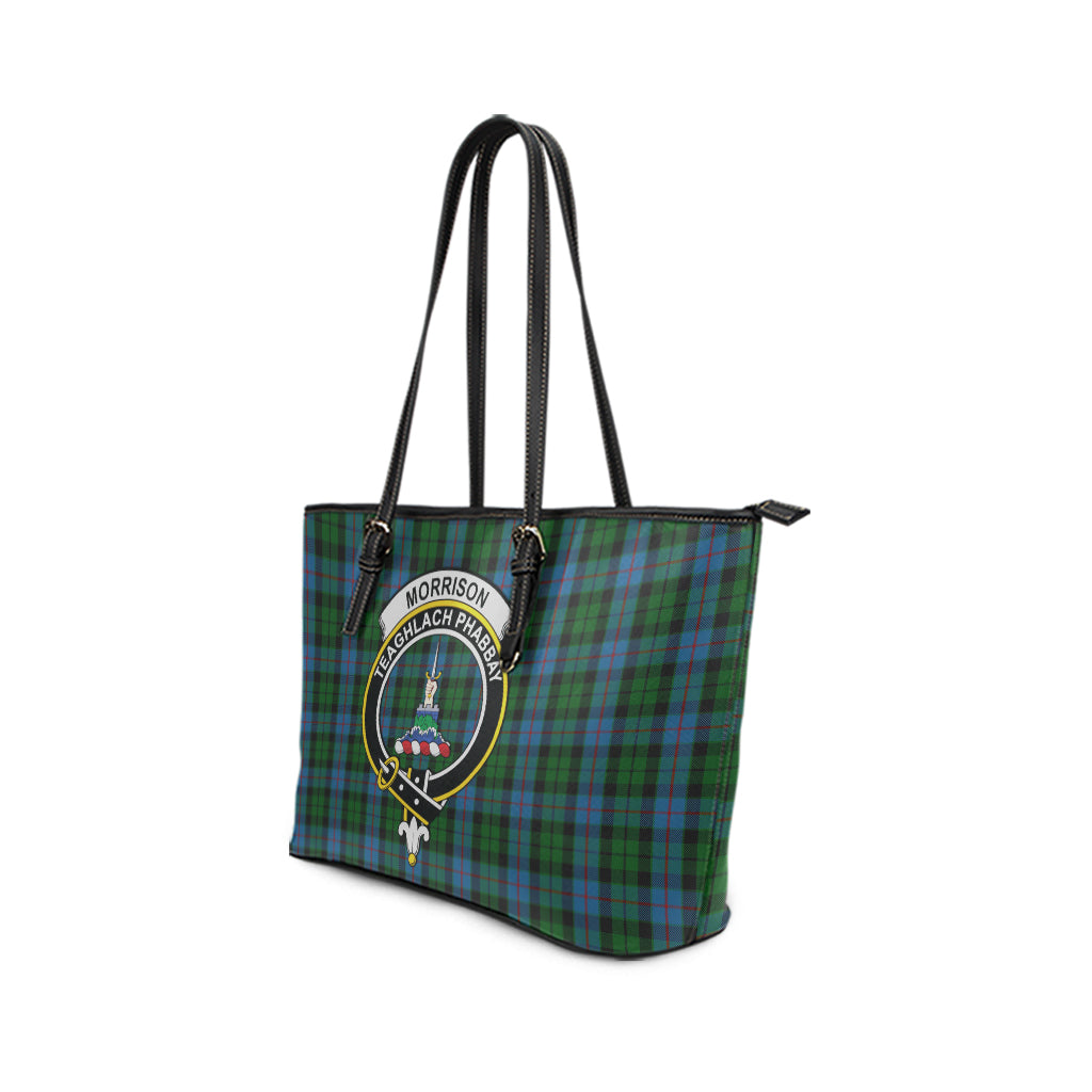 Morrison Society Tartan Leather Tote Bag with Family Crest - Tartan Vibes Clothing