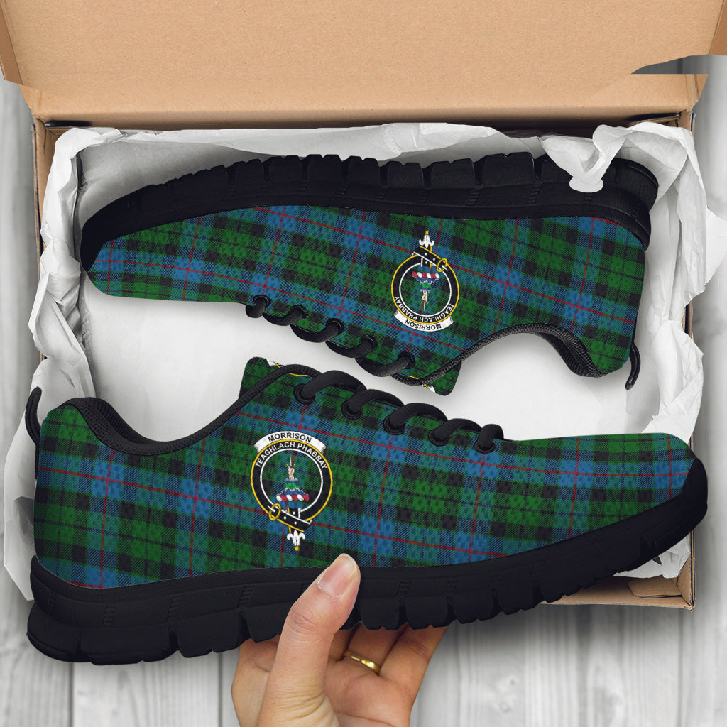 Morrison Society Tartan Sneakers with Family Crest - Tartan Vibes Clothing