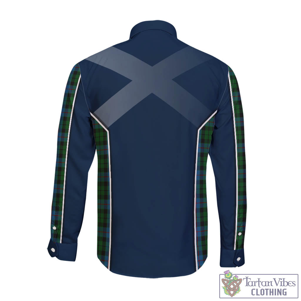 Tartan Vibes Clothing Morrison Society Tartan Long Sleeve Button Up Shirt with Family Crest and Scottish Thistle Vibes Sport Style