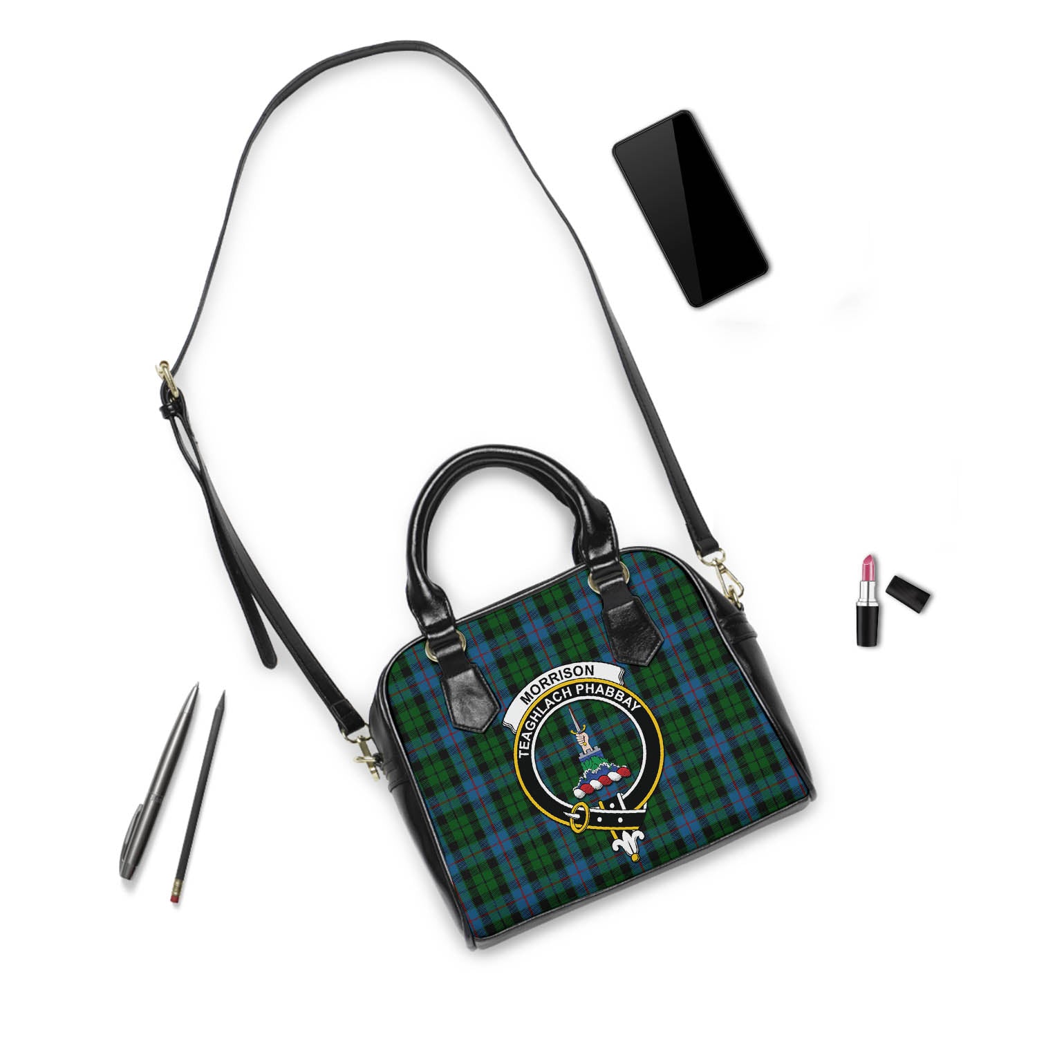 Morrison Society Tartan Shoulder Handbags with Family Crest - Tartanvibesclothing