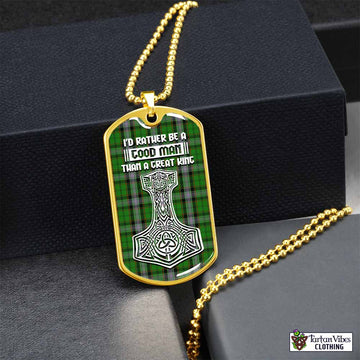 Moss Tartan Dog Tag Necklace Viking Mjolnir Style Gold No - Tartan Vibes Clothing