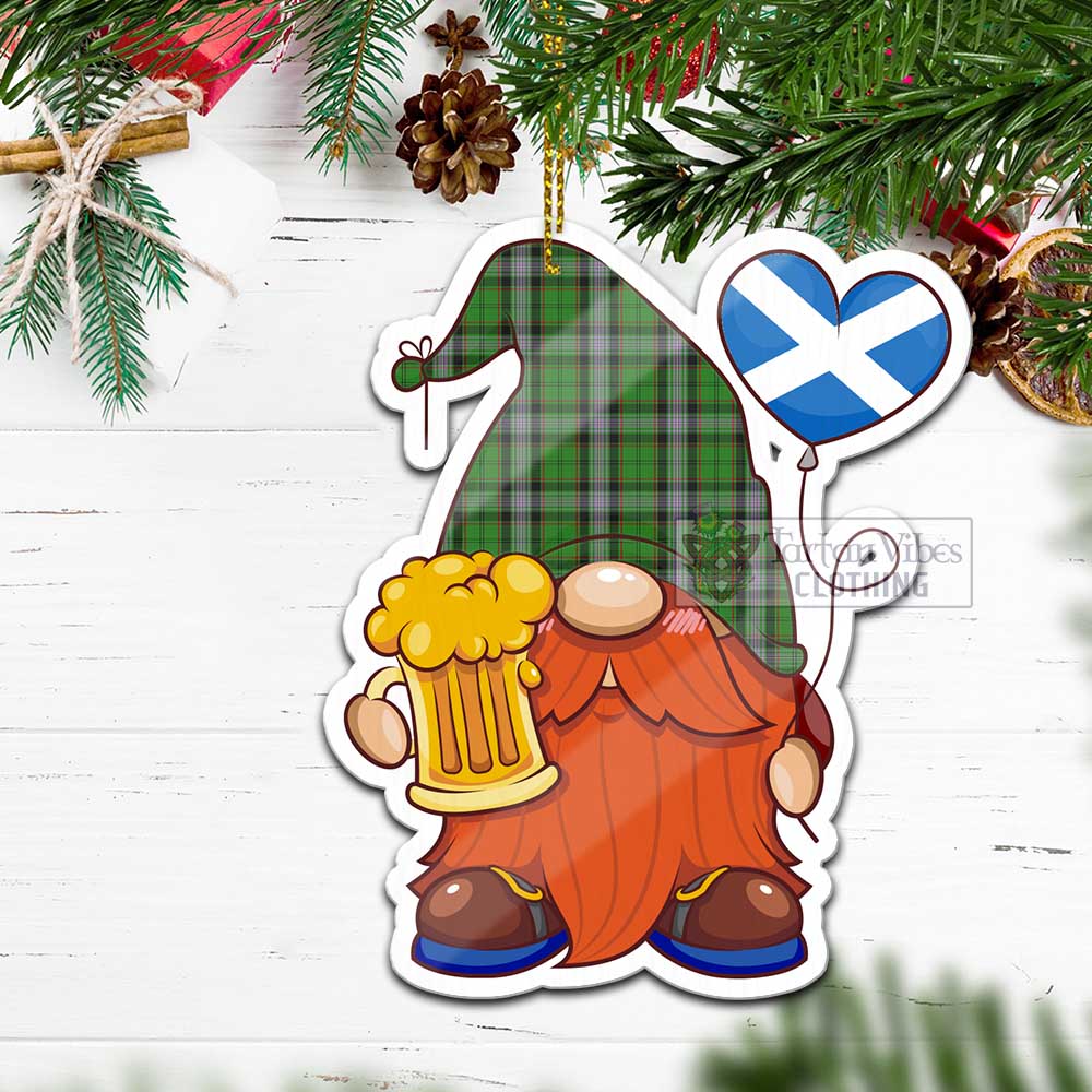 Tartan Vibes Clothing Moss Tartan Gnome Holding Beer Glass Christmas Ornament with Personalized National Flag