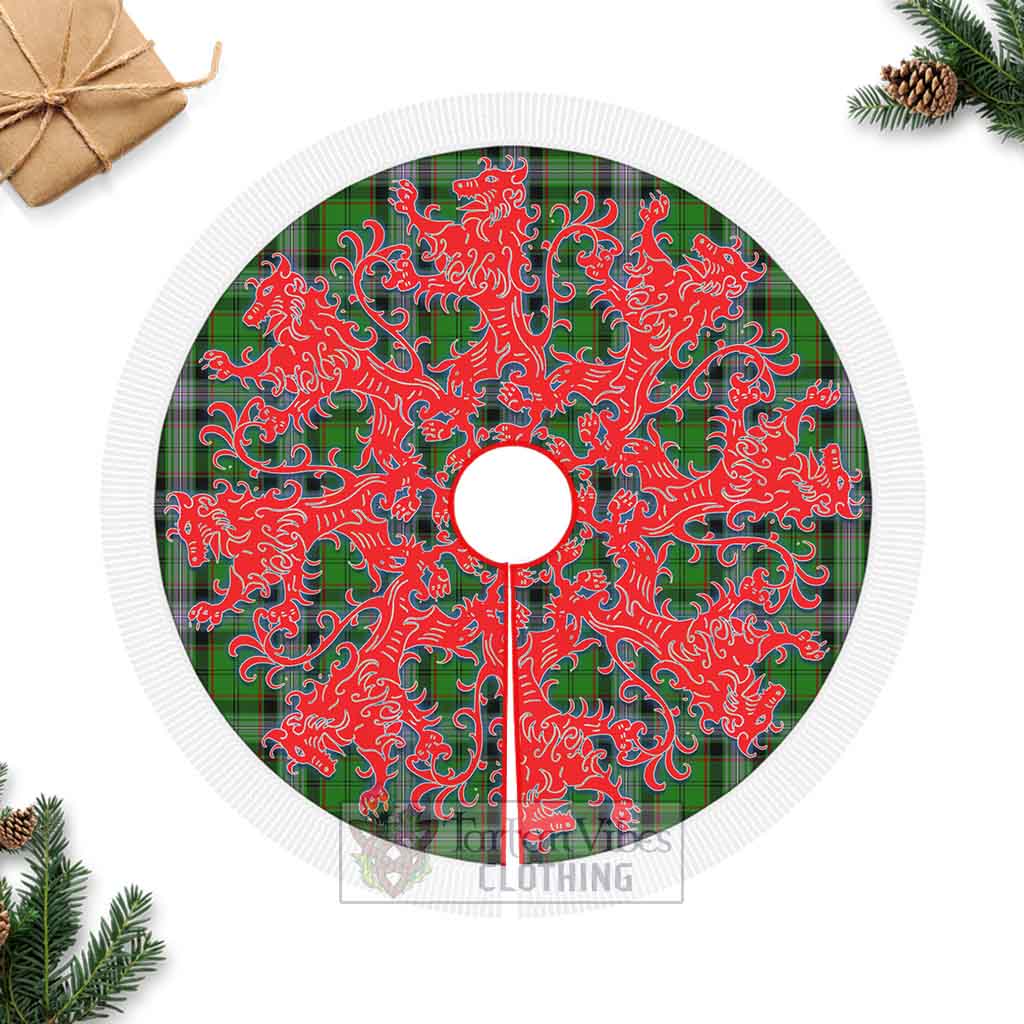 Moss Tartan Christmas Tree Skirt Lion Rampant Style Fringed Tree Skirts - Tartan Vibes Clothing
