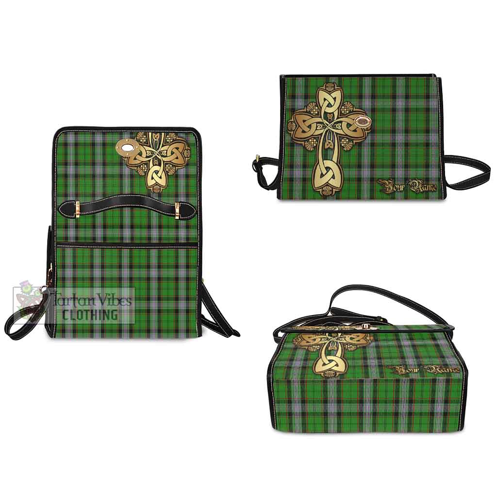 Moss Tartan Waterproof Canvas Bag Golden Thistle Celtic Cross Style - Tartan Vibes Clothing