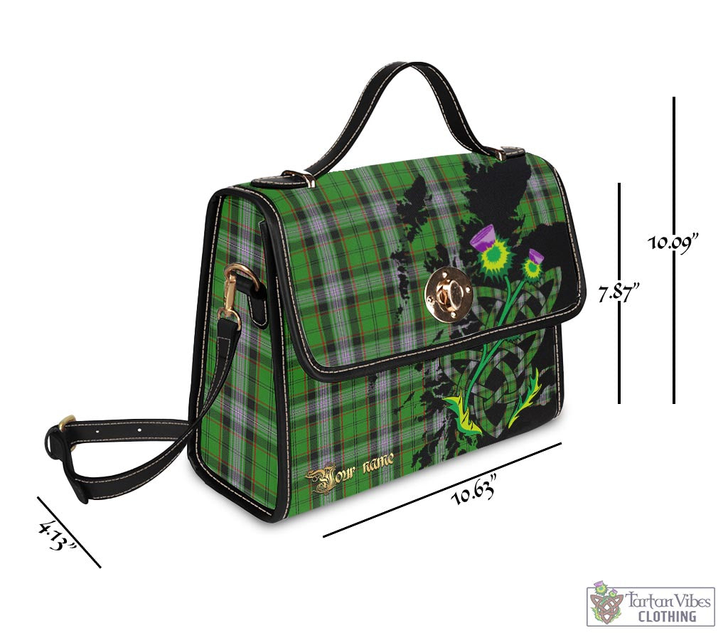 Moss Tartan Waterproof Canvas Bag with Scotland Map and Thistle Celtic Accents - Tartan Vibes Clothing