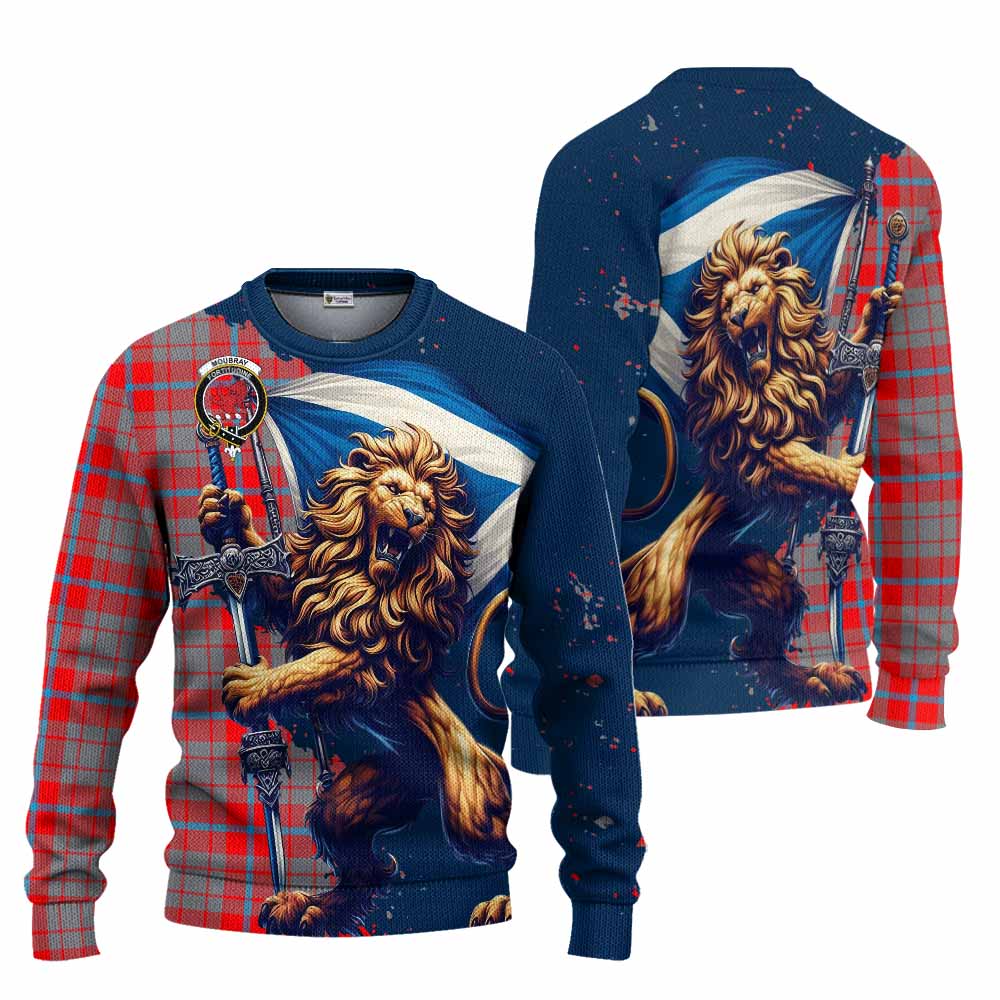 Tartan Vibes Clothing Moubray Tartan Family Crest Knitted Sweater with Scottish Majestic Lion