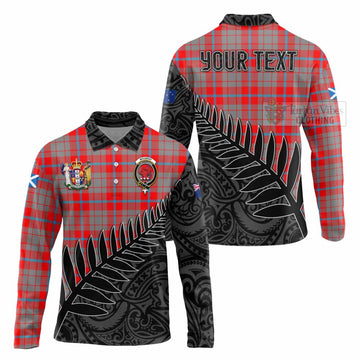 Moubray Crest Tartan Long Sleeve Polo Shirt with New Zealand Silver Fern Half Style Unisex - Tartan Vibes Clothing