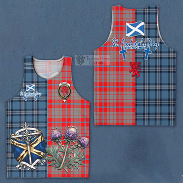 Moubray Tartan Men's Tank Top Happy St. Andrew's Day Half Tartan Style Men - Tartan Vibes Clothing