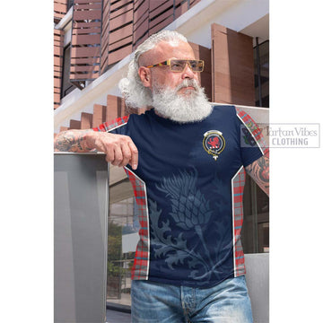 Moubray Tartan Cotton T-shirt with Family Crest and Scottish Thistle Vibes Sport Style Men's Shirt - Tartan Vibes Clothing