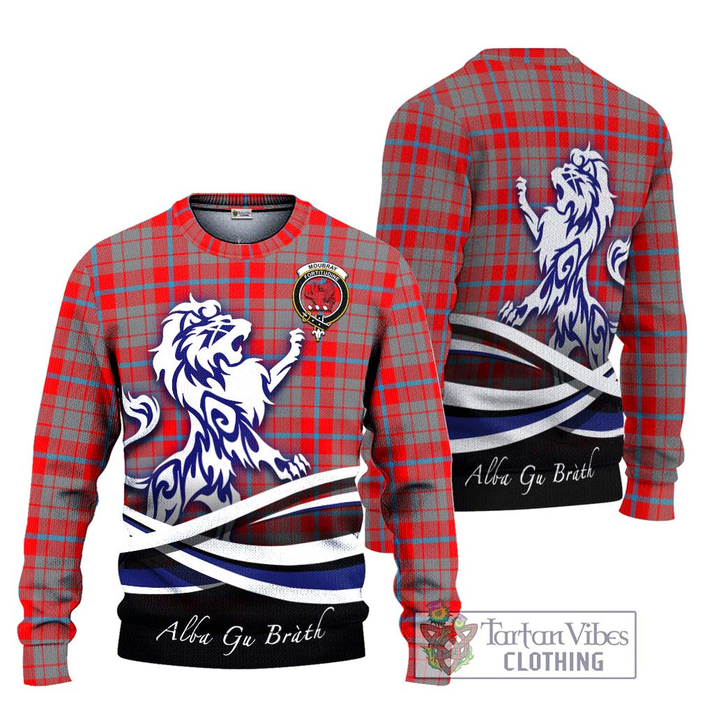 Moubray Tartan Knitted Sweater with Alba Gu Brath Regal Lion Emblem Unisex - Tartanvibesclothing Shop