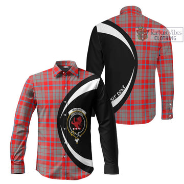 Moubray Tartan Long Sleeve Button Up with Family Crest Circle Style Men's Shirt S - Tartan Vibes Clothing