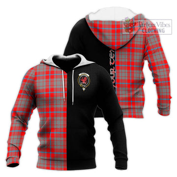 Moubray Tartan Knitted Hoodie with Family Crest and Half Of Me Style