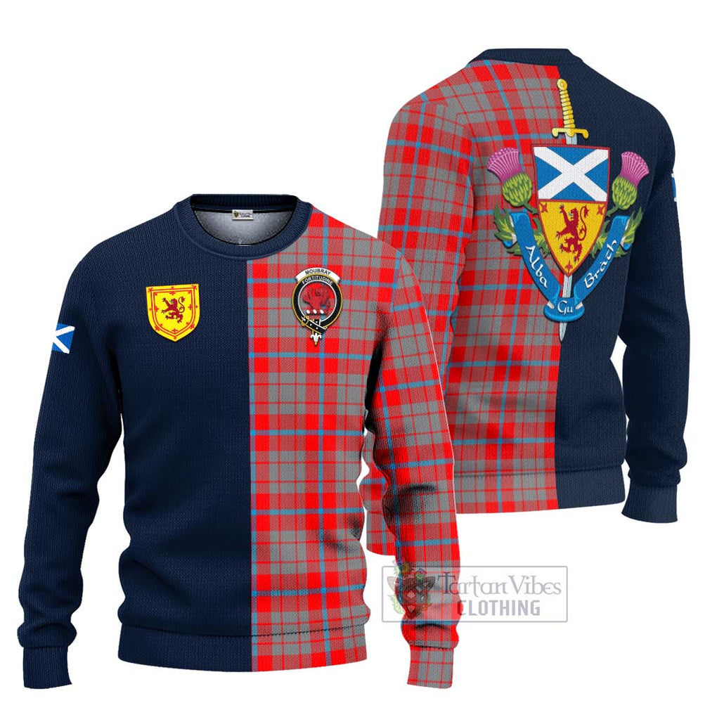 Tartan Vibes Clothing Moubray Tartan Knitted Sweater with Scottish Lion Royal Arm Half Style