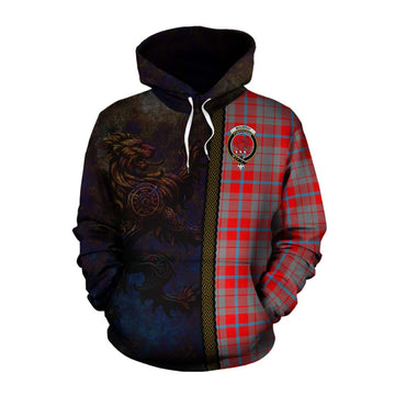 Moubray Tartan Family Crest Cotton Hoodie Alba Gu Brath Be Brave Lion Ancient Style Pullover Hoodie XS - Tartan Vibes Clothing
