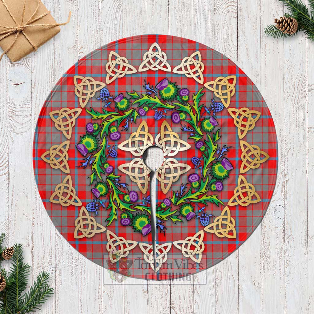 Moubray Tartan Christmas Tree Skirt with Thistle Celtic Knot Style Casual Tree Skirts - Tartan Vibes Clothing