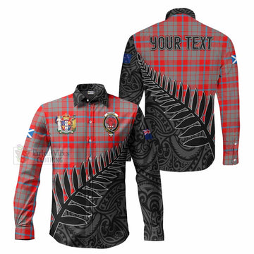 Moubray Crest Tartan Long Sleeve Button Shirt with New Zealand Silver Fern Half Style Men's Shirt S - Tartan Vibes Clothing