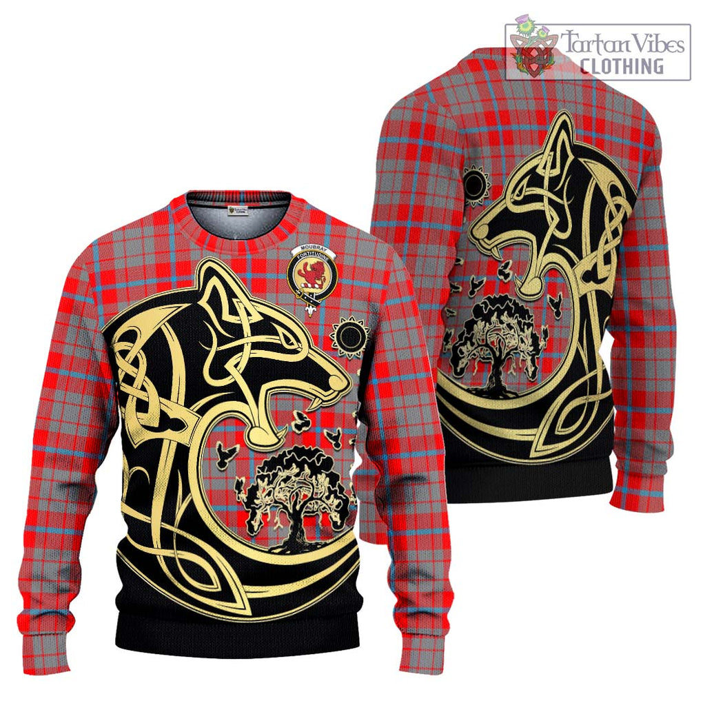 Moubray Tartan Knitted Sweater with Family Crest Celtic Wolf Style Unisex - Tartan Vibes Clothing