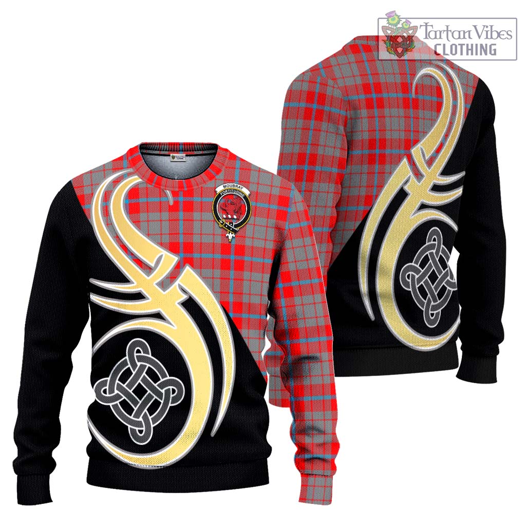 Moubray Tartan Knitted Sweater with Family Crest and Celtic Symbol Style Unisex - Tartan Vibes Clothing