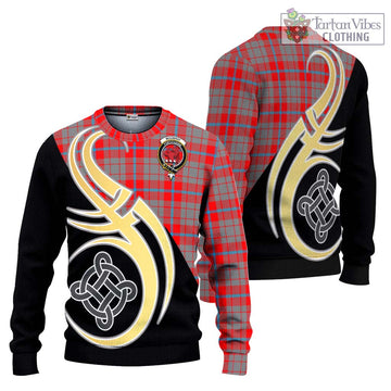 Moubray Tartan Ugly Sweater with Family Crest and Celtic Symbol Style