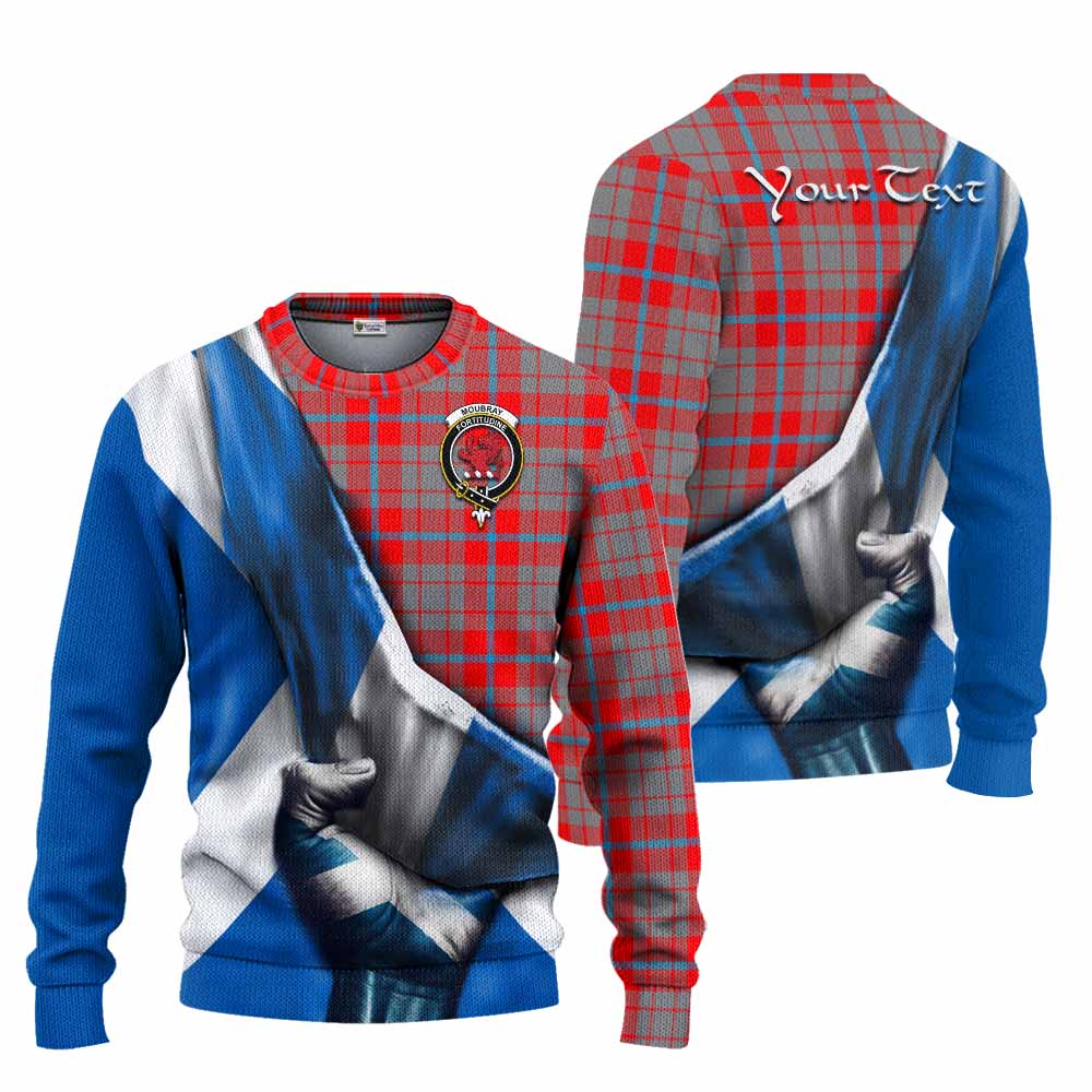 Tartan Vibes Clothing Moubray Tartan Knitted Sweater with Family Crest Scotland Patriotic Style