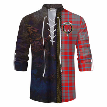 Moubray Tartan Family Crest Ghillie Kilt Shirt Alba Gu Brath Be Brave Lion Ancient Style Men - Tartan Vibes Clothing