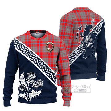 Moubray Tartan Ugly Sweater Featuring Thistle and Scotland Map