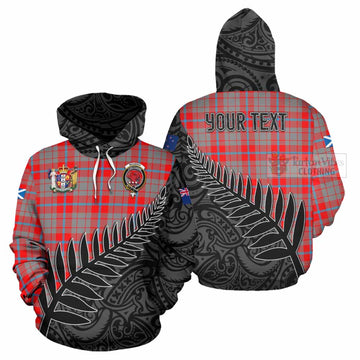Moubray Crest Tartan Hoodie with New Zealand Silver Fern Half Style Zip Hoodie - Tartan Vibes Clothing