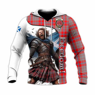 Moubray Crest Tartan Knitted Hoodie Inspired by the Freedom of Scottish Warrior