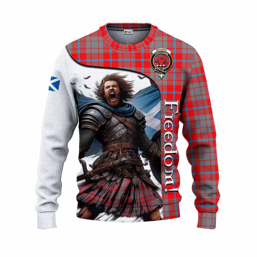 Tartan Vibes Clothing Moubray Crest Tartan Knitted Sweater Inspired by the Freedom of Scottish Warrior