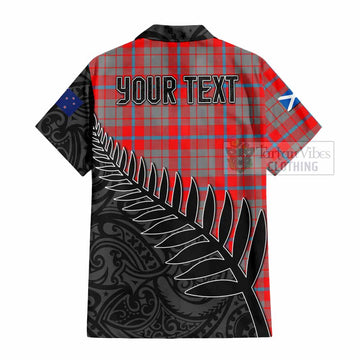 Moubray Crest Tartan Hawaiian Shirt with New Zealand Silver Fern Half Style - Tartan Vibes Clothing