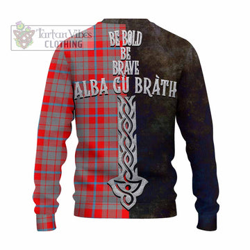 Moubray Tartan Family Crest Knitted Sweater Alba Gu Brath Be Brave Lion Ancient Style - Tartan Vibes Clothing