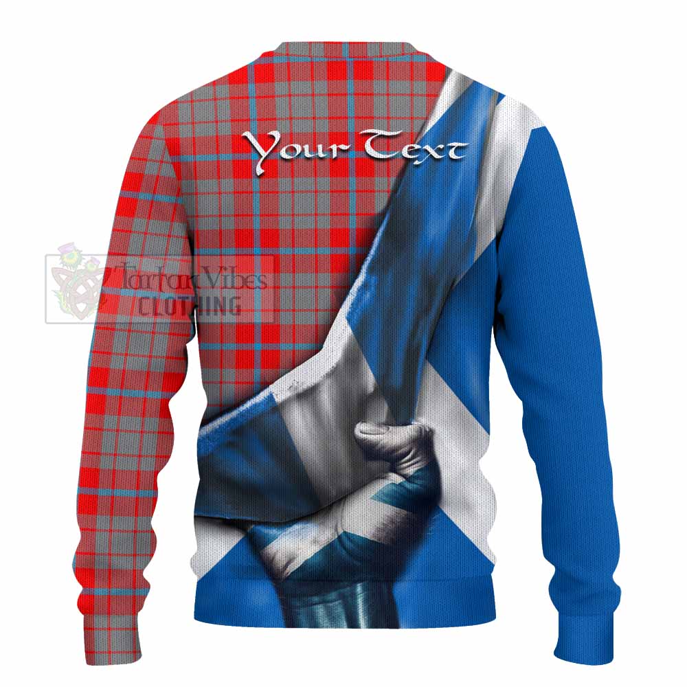 Tartan Vibes Clothing Moubray Tartan Knitted Sweater with Family Crest Scotland Patriotic Style