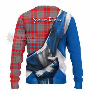 Moubray Tartan Knitted Sweater with Family Crest Scotland Patriotic Style