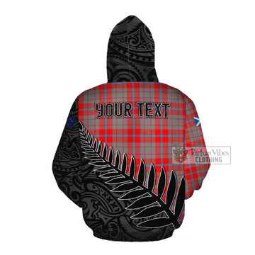 Moubray Crest Tartan Cotton Hoodie with New Zealand Silver Fern Half Style Pullover Hoodie - Tartan Vibes Clothing