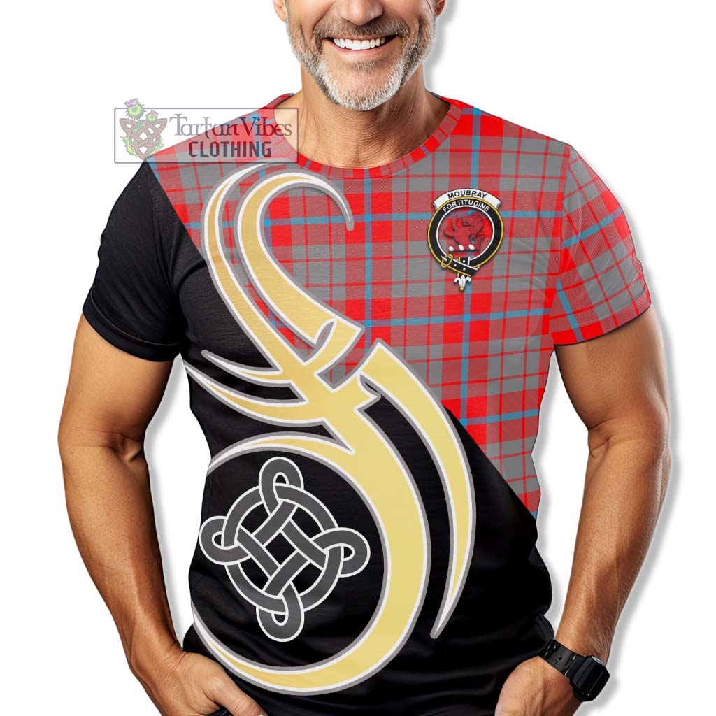 Tartan Vibes Clothing Moubray Tartan T-Shirt with Family Crest and Celtic Symbol Style