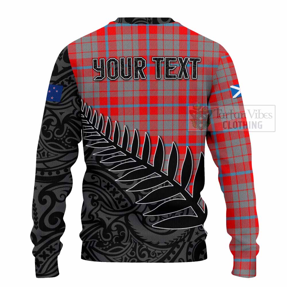 Tartan Vibes Clothing Moubray Crest Tartan Knitted Sweater with New Zealand Silver Fern Half Style