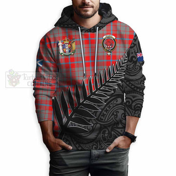 Moubray Crest Tartan Hoodie with New Zealand Silver Fern Half Style - Tartan Vibes Clothing