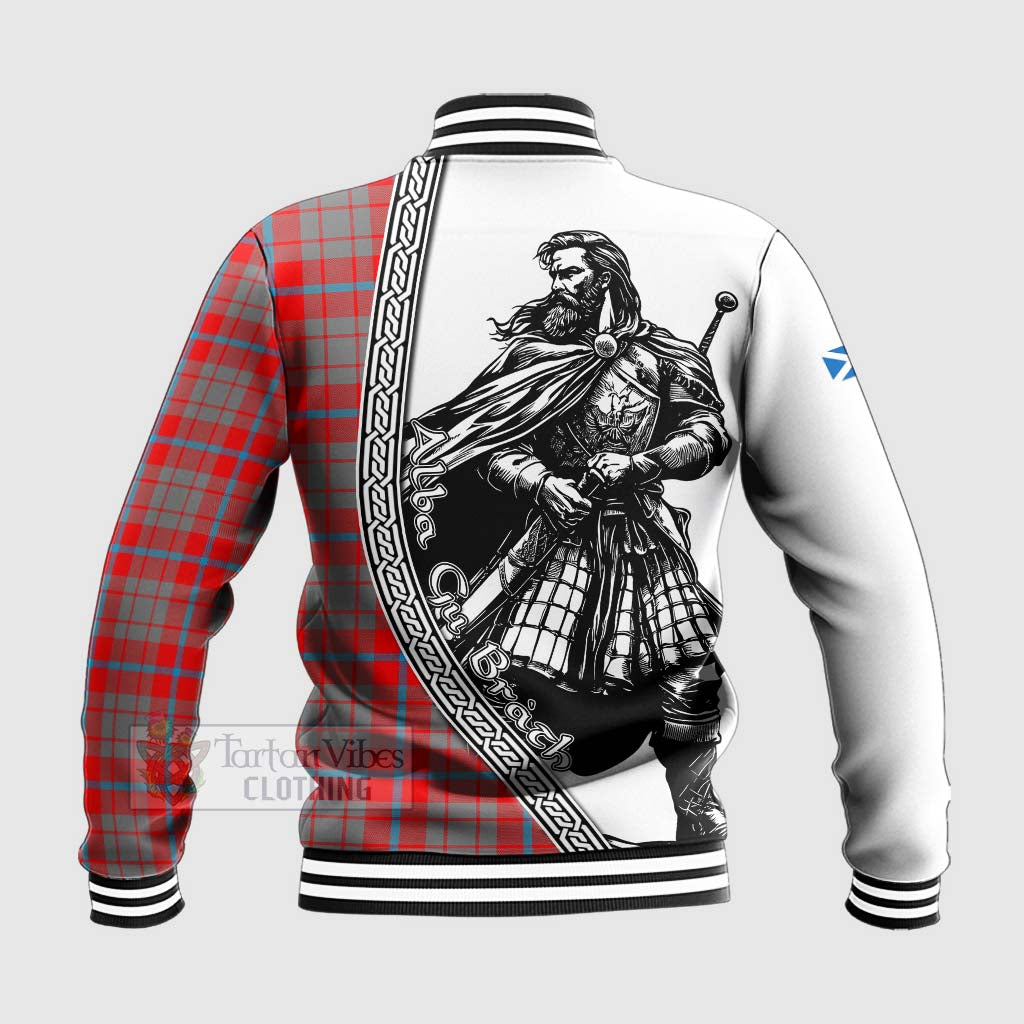 Moubray Tartan Clan Crest Baseball Jacket with Highlander Warrior Celtic Style - Tartan Vibes Clothing