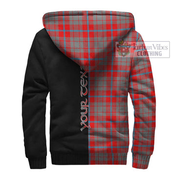 Moubray Tartan Sherpa Hoodie with Family Crest and Half Of Me Style - Tartan Vibes Clothing